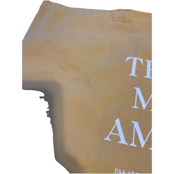 Sezane Texas Mon Amour Mustard Yellow Canvas Tote Bag Large Shopper H66 - Picture 3 of 4